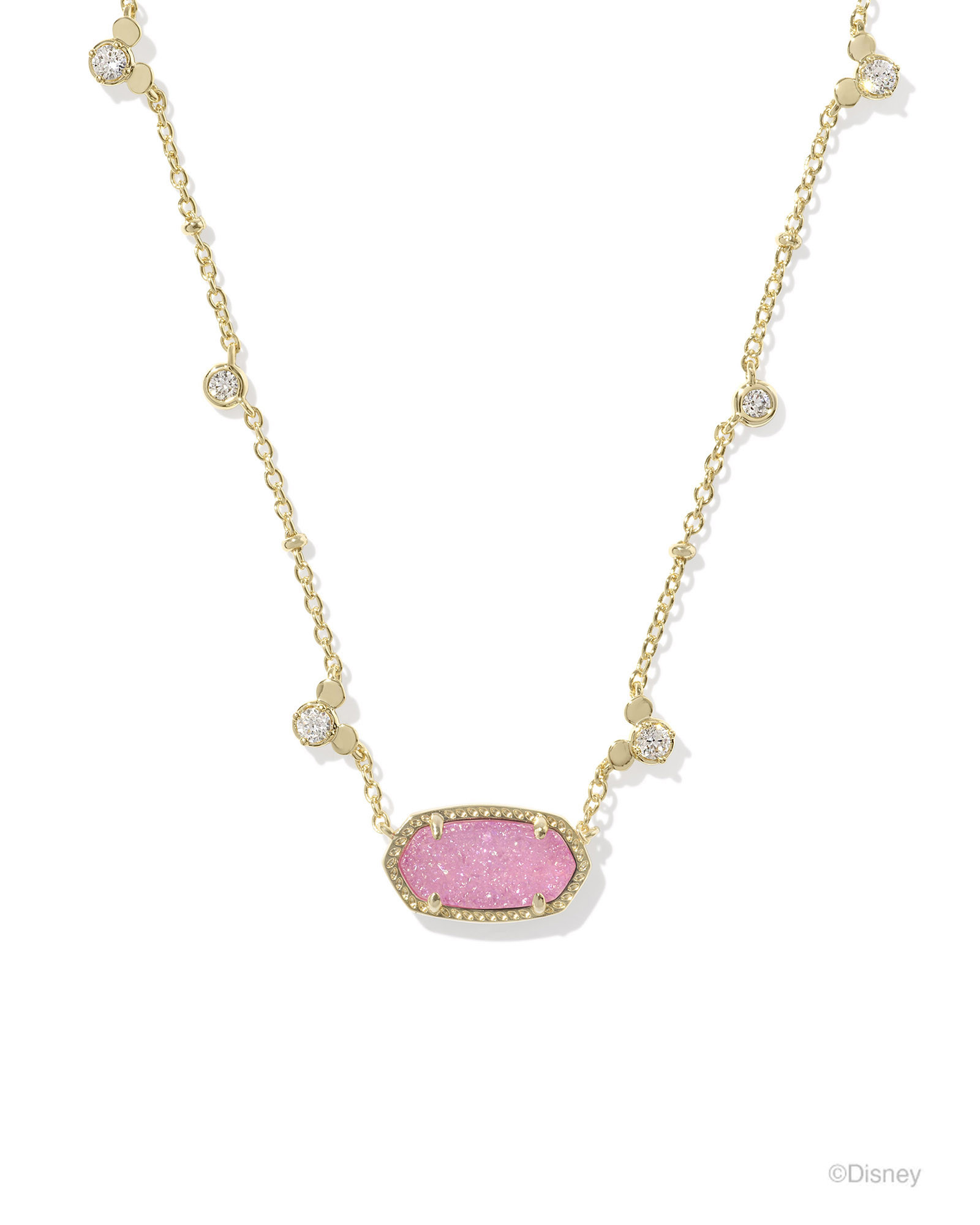 Disney | Kendra Scott Gold Mickey Mouse Elisa Short Pendant Necklace in Hot Pink Drusy | Kendra S... | Kendra Scott