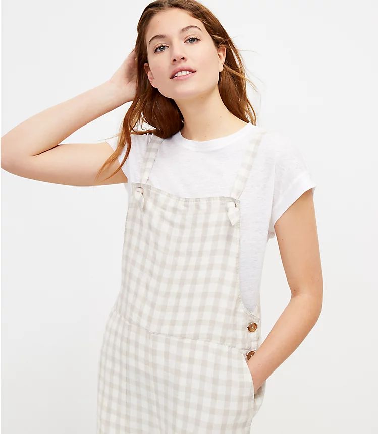 Lou & Grey Gingham Linen Overalls | LOFT