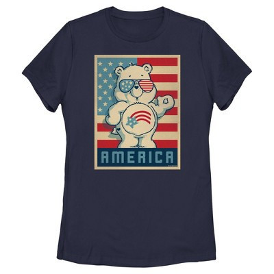 Women's Care Bears Retro America Cares Bear  T-Shirt - Navy Blue - 2X Large | Target