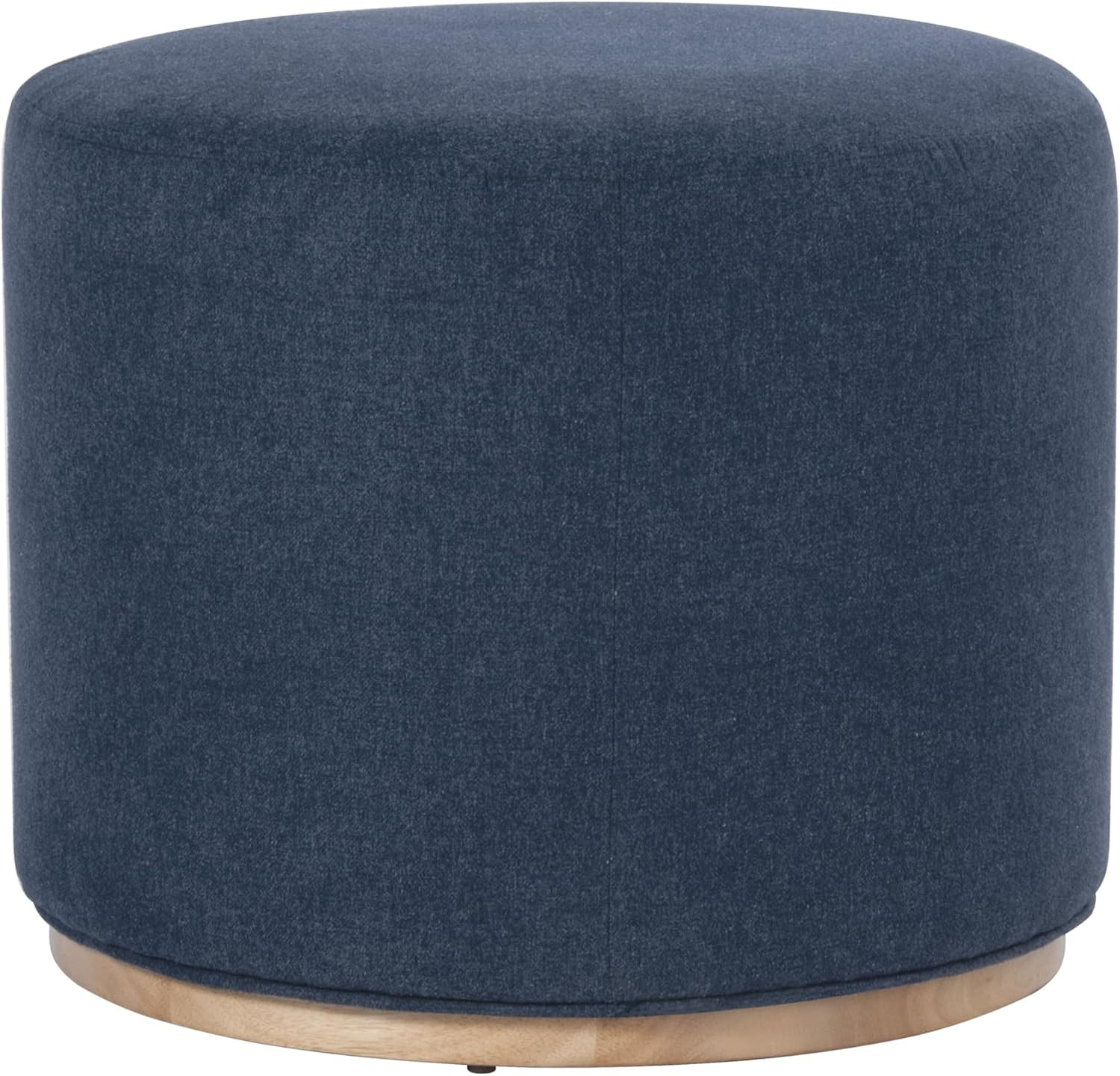 Spatial Order 22" Round Ottoman with Wooden Base - Blue Woven Fabric | Amazon (US)