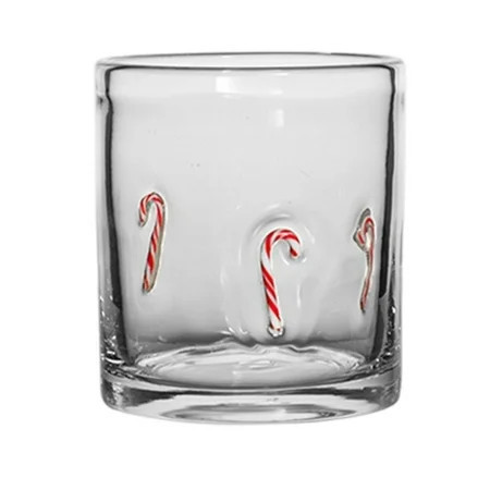 Christmas Juice Glasses 14-Ounce Double Layer Old Fashioned Icon Handblown Cocktail Glass for Holiday Party Supplies Gift (Candy Canes) | Walmart (US)