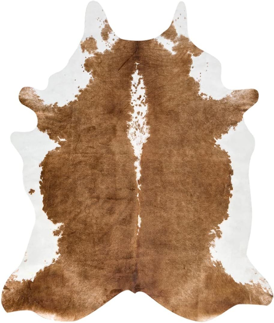 BENRON Premium Faux Cowhide Rug, 55x62 Inches Soft Brown Cow Print Rugs for Living Room Bedroom West | Amazon (US)