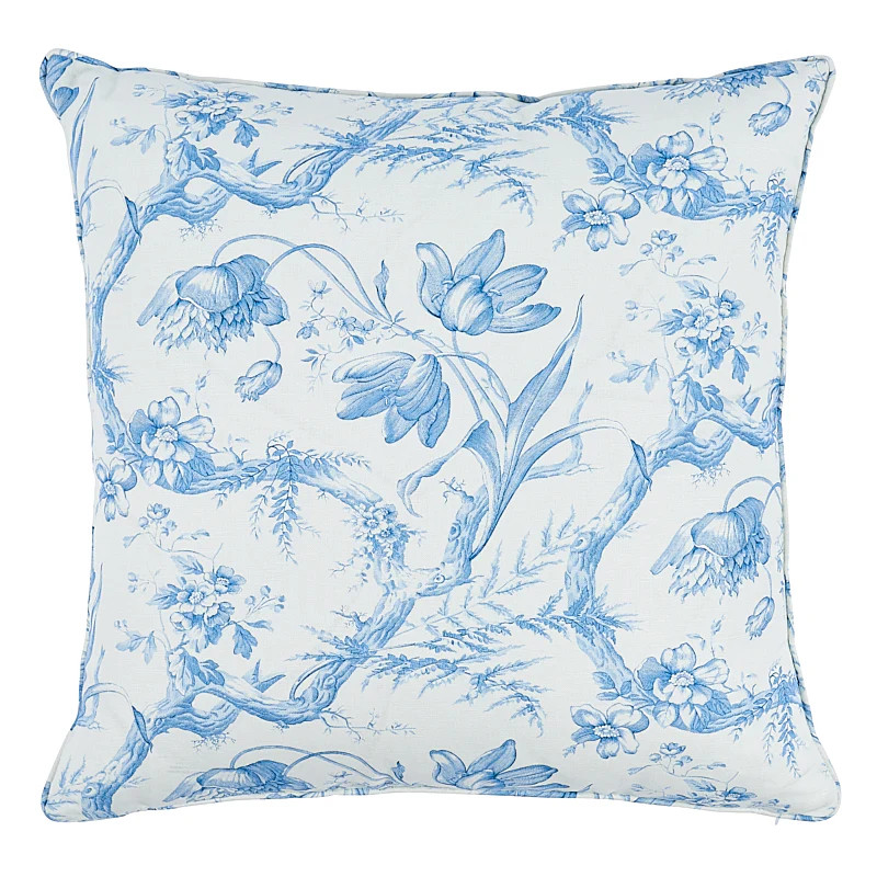 Toile de Fleurs 22" Pillow in Delft | Over The Moon Gift
