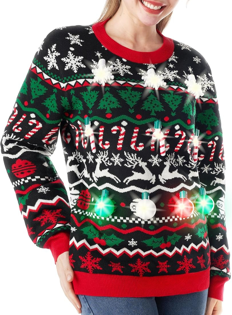 Giggling Getup Ugly Christmas Sweaters for Women, Light Up Christmas Sweater, Funny Ugly Christma... | Amazon (US)