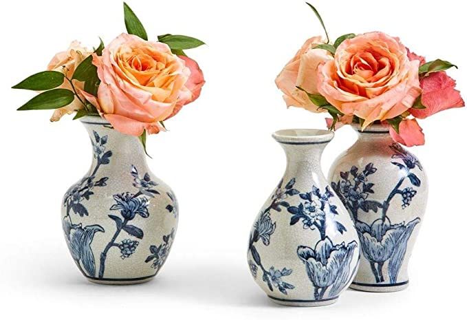 Two's Company Japanese Blossom Blue Set of 3 Small Vases | Amazon (US)