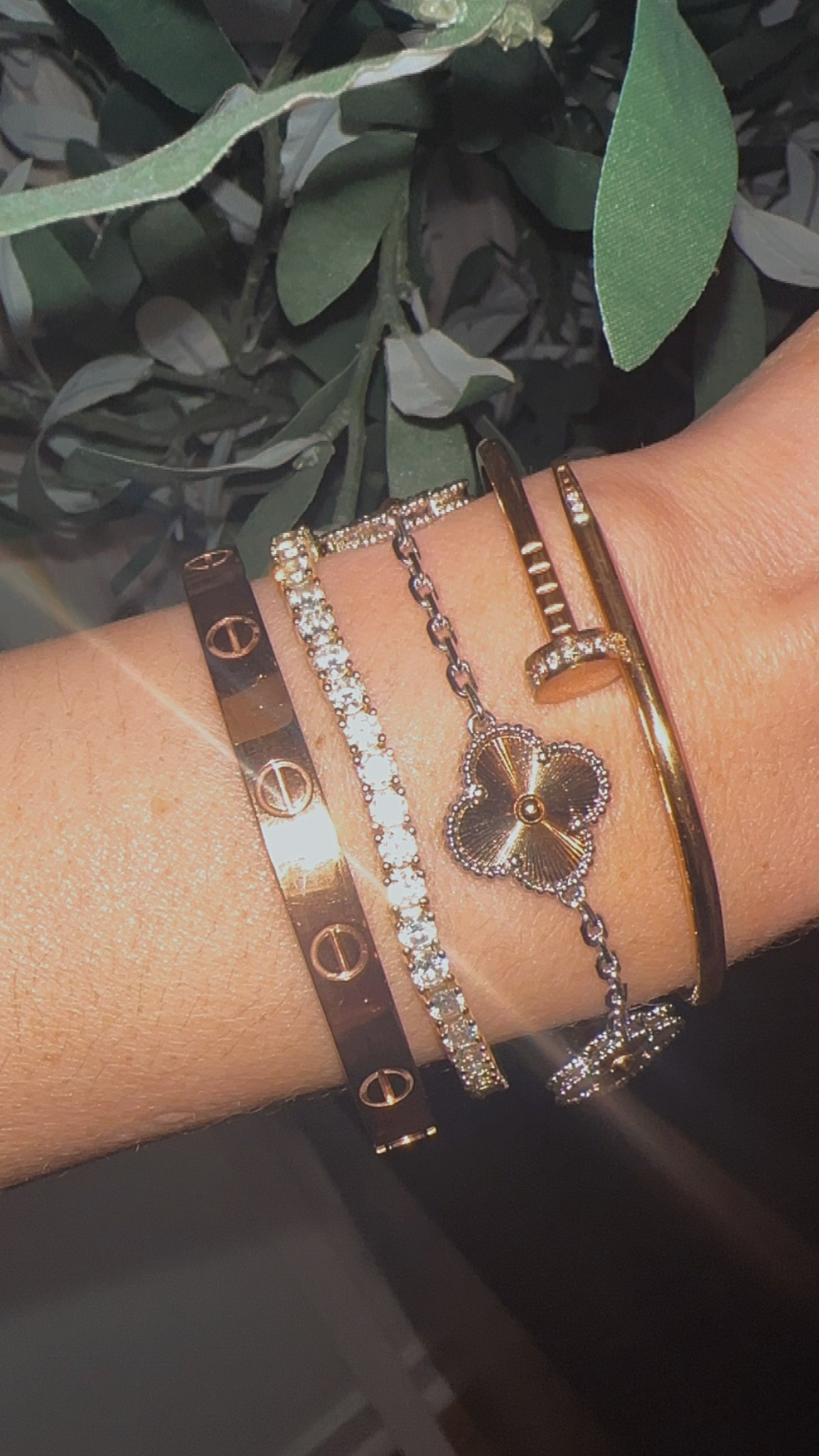 Bracelet stack 🖤
#cartier #lovebracelet #tennisbracelet #vancleef #nailbracelet #designerdupe #designerinspired 

#LTKStyleTip #LTKSaleAlert #LTKFindsUnder50