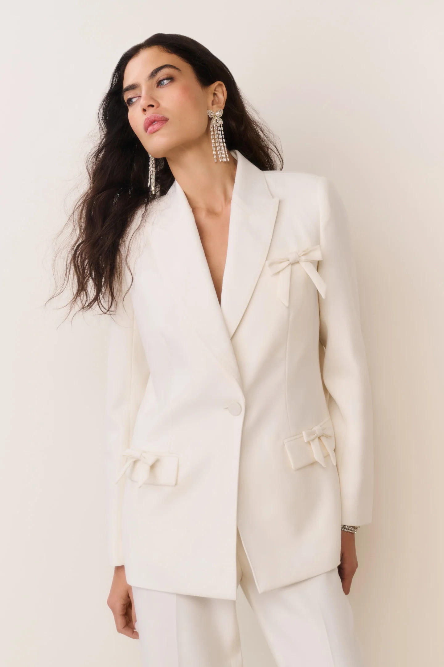 Shayne Wool-Blend Bow-Embellished Blazer | LoveShackFancy