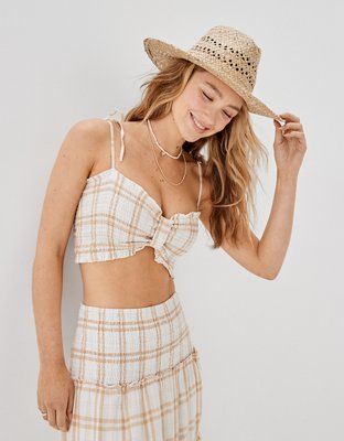AE Cropped Smocked Cami | American Eagle Outfitters (US & CA)