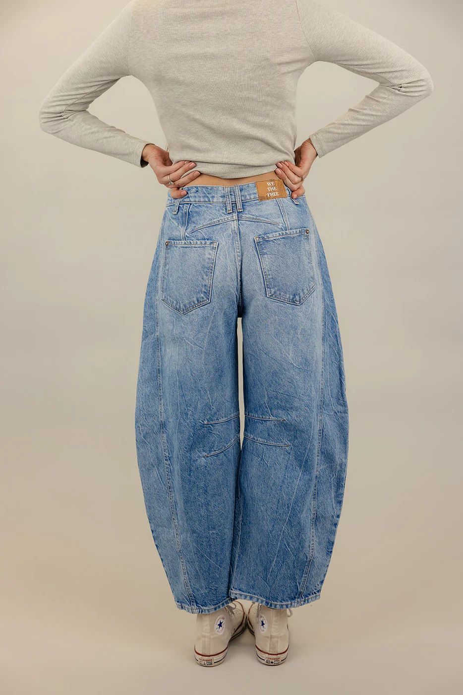 Free People Good Luck Mid Rise Barrel Jeans | Roolee