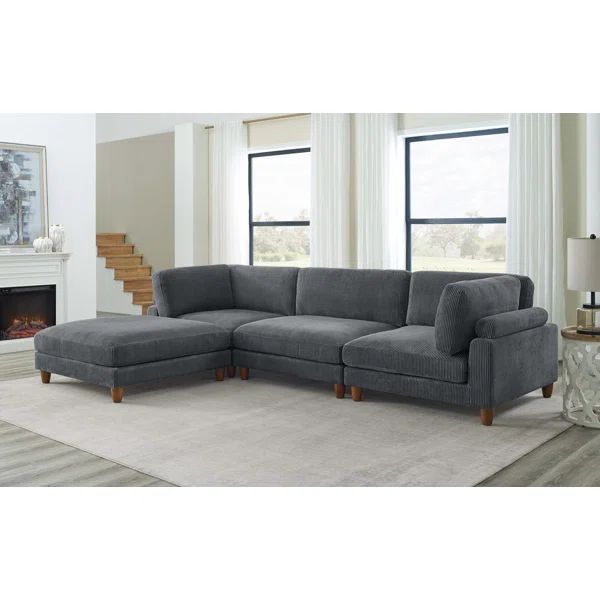 Barbarette 4 - Piece Corduroy Sectional | Wayfair North America