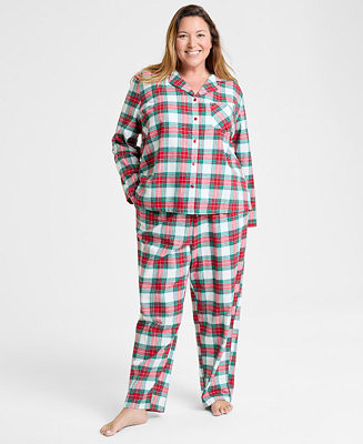 Holiday Lane Plus Size Merry Plaid Notch Collar Matching Family Pajamas Set, Created for Macy's -... | Macy's
