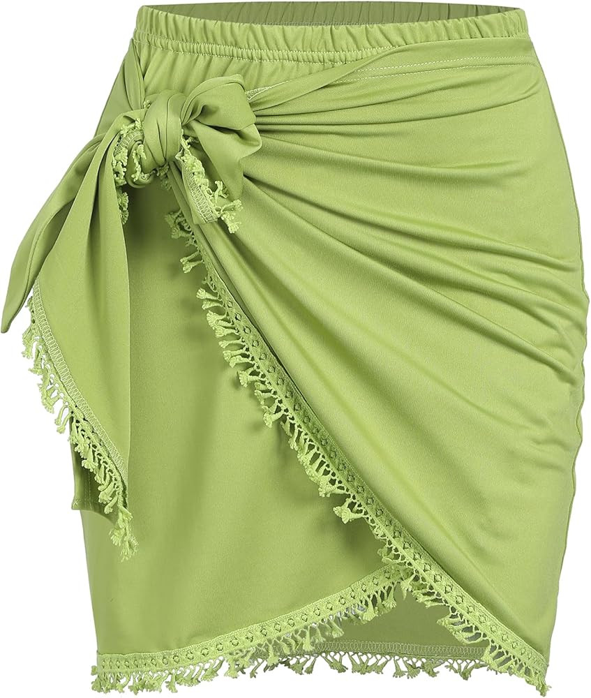 ZAFUL Slit Skirt for Women Boho Print Tie Side Wrap Tassel Casual Beach Mini Skirt | Amazon (US)