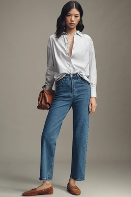 Levi's Ribcage Super High-Rise Straight-Leg Ankle Jeans | Anthropologie (US)