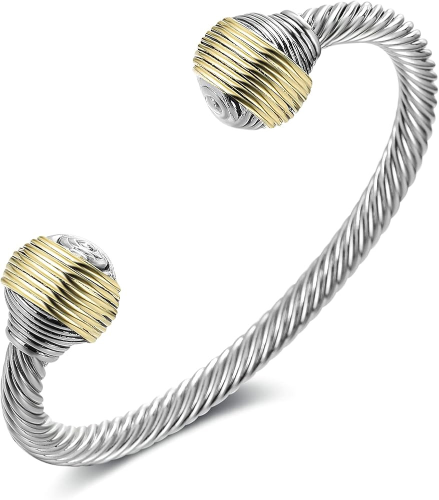 Cable Cuff Bangle for Women Statement Twisted Cable Wire Bangles Bracelet Designer Brand Women Ch... | Amazon (US)