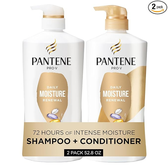 Pantene Shampoo & Conditioner Set, Daily Moisture Renewal - Pro-V Nutrients for Dry, Color-Treate... | Amazon (US)
