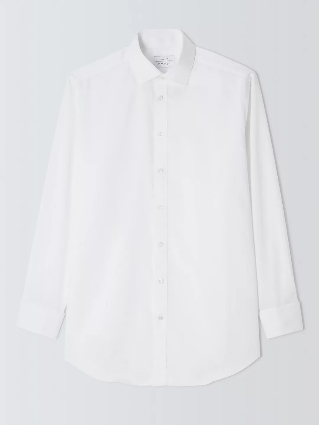 John Lewis Non Iron Twill Regular Fit Double Cuff Shirt, White | John Lewis (UK)