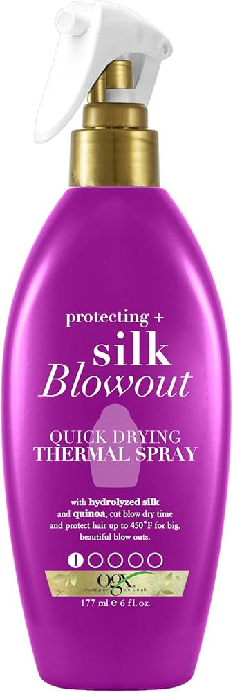 OGX Protecting + Silky Blowout Quick Drying Thermal Spray, 6 Fl Oz | Amazon (US)