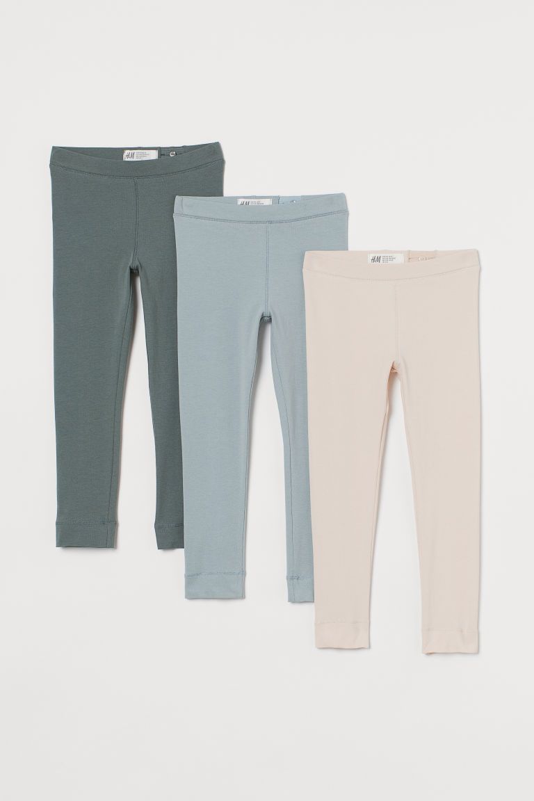 H & M - 3-pack Cotton Leggings - Turquoise | H&M (US + CA)