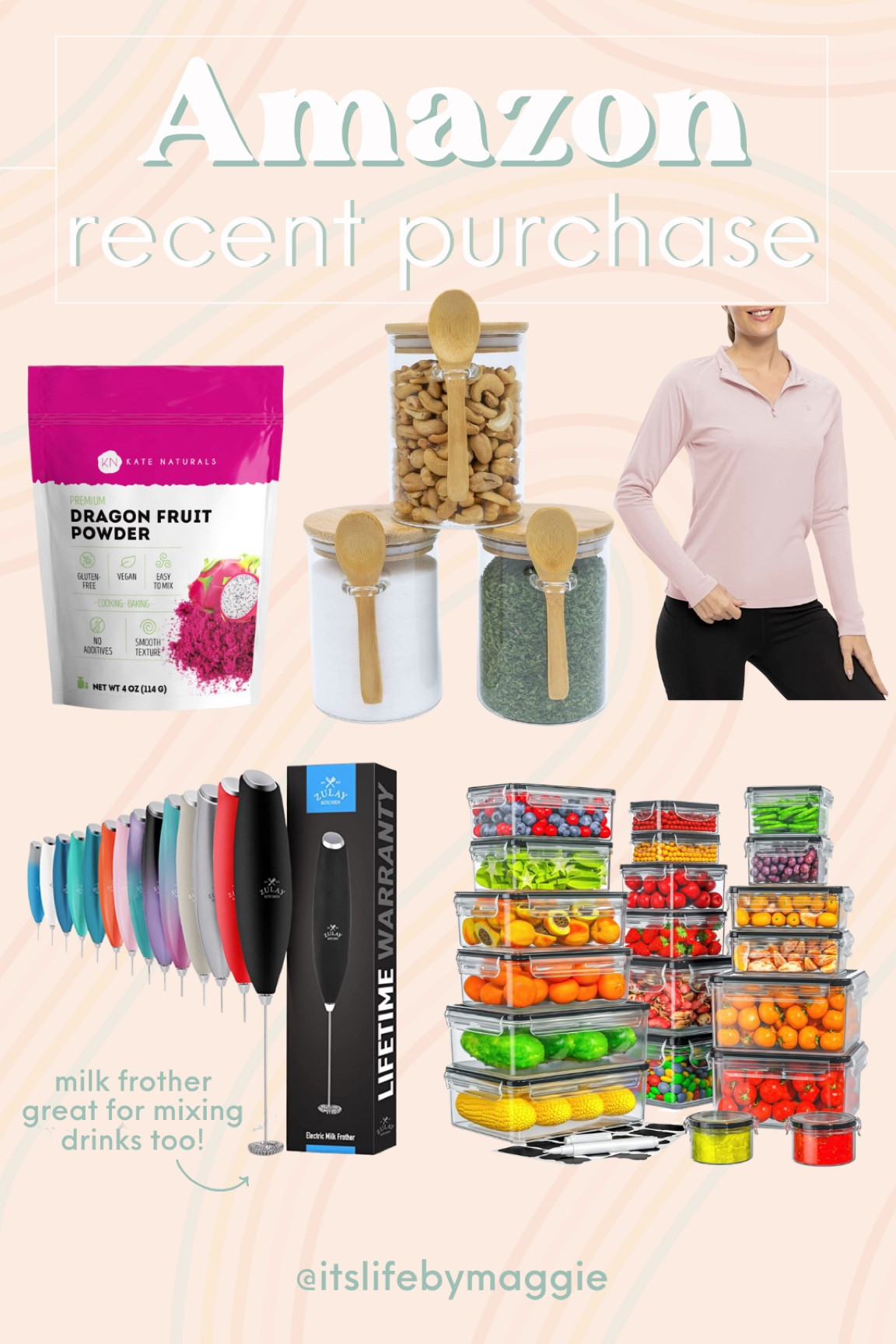 Amazon recent purchases!

#amazonfinds #kitchenorganization #organizationcontainers #fridgeorganization #milkfrother #activewear #pullover #glasscontainers #mealprep

#LTKfit #LTKFind #LTKunder50