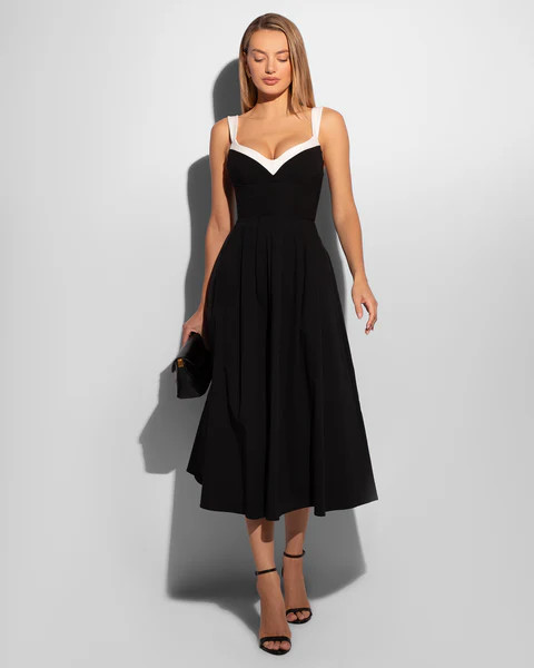 Poplin Fit & Flare Midi Dress | TA3