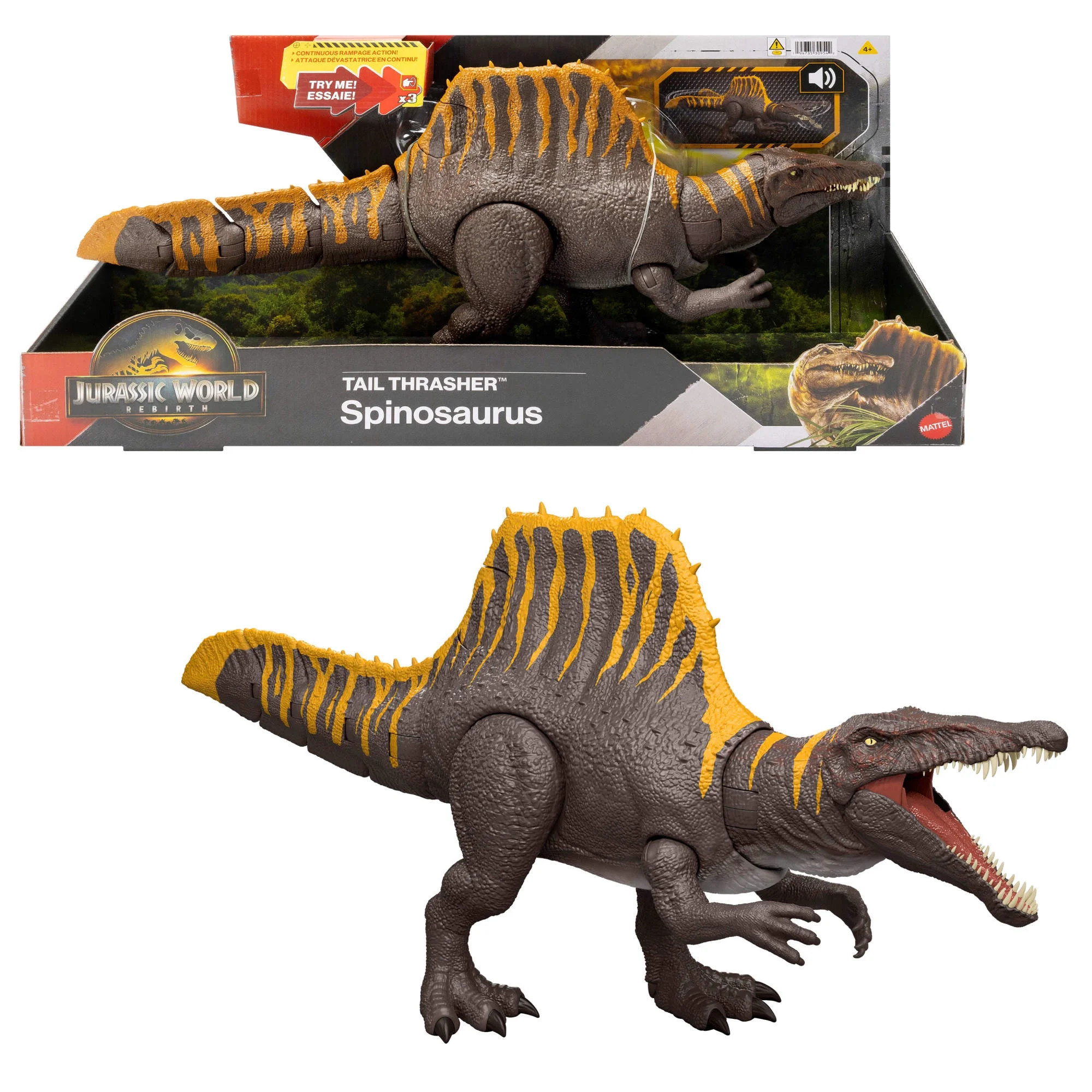 Jurassic World Rebirth Tail Thrasher Spinosaurus Action Figure, Dinosaur Toy with 2 Attack Moves | Walmart (US)
