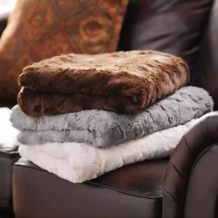Textured Faux-Fur Throw Blanket | Kirkland's Home