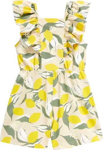 Kids' Lemon Orchard Smocked Stretch Cotton Romper | Nordstrom