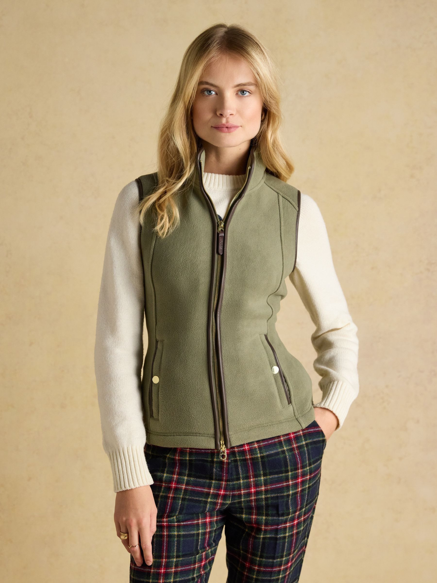 Heritage Light Green Regular Fleece Gilet | Joules | Joules