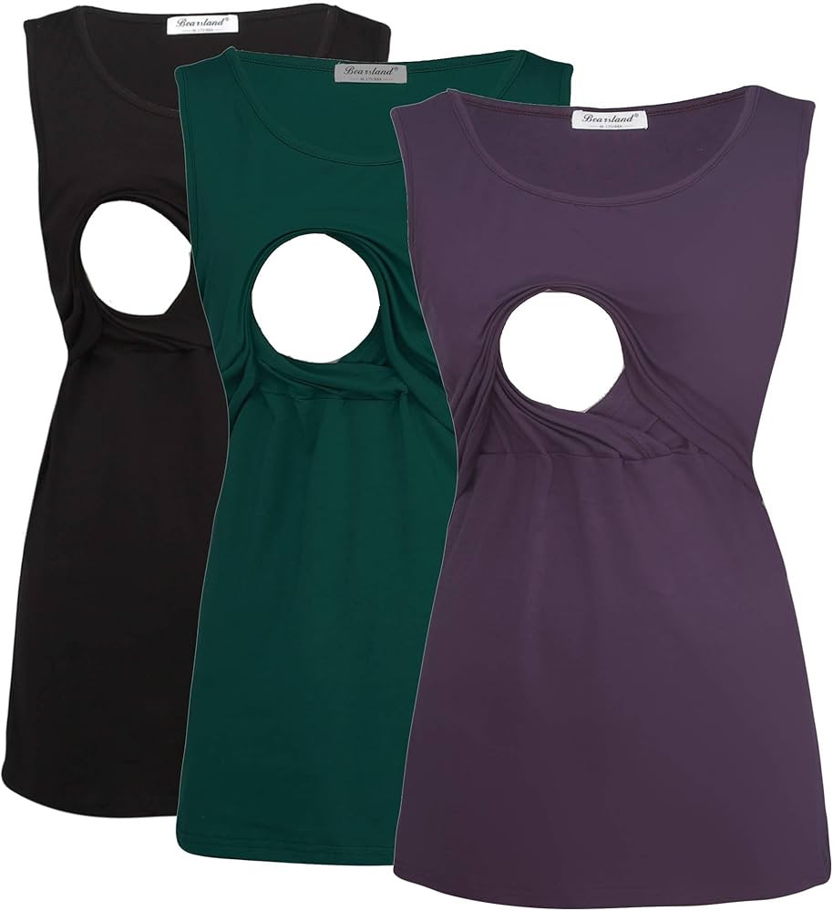 Bearsland Women's Sleeveless Maternity Nursing Tank Tops Breastfeeding Shirts | Amazon (US)