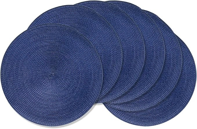 AHHFSMEI Round Braided Placemats 15 Inch Round Table Mats for Dining Tables Washable Woven Heat R... | Amazon (US)