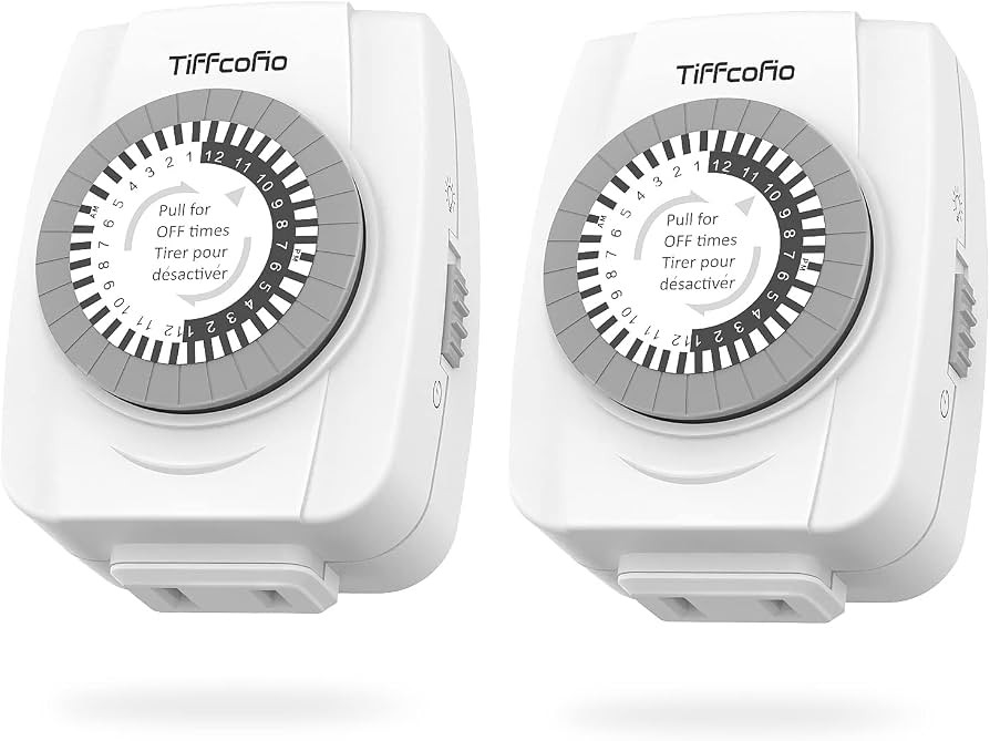 TiFFCOFiO Indoor Mechanical Timers for Electrical Outlets, 2 Prong Plug in Outlet Daily Repeating... | Amazon (US)
