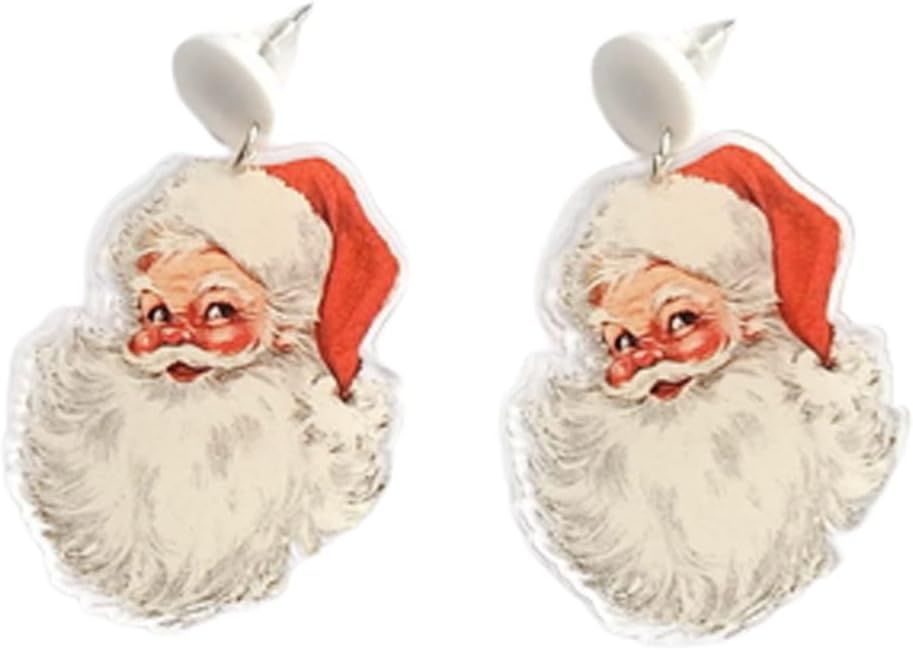 Vintage Christmas Santa Dangle Earrings Funny Cute Gingerbread Man Elf Fawn Charm Earrings Acryli... | Amazon (US)