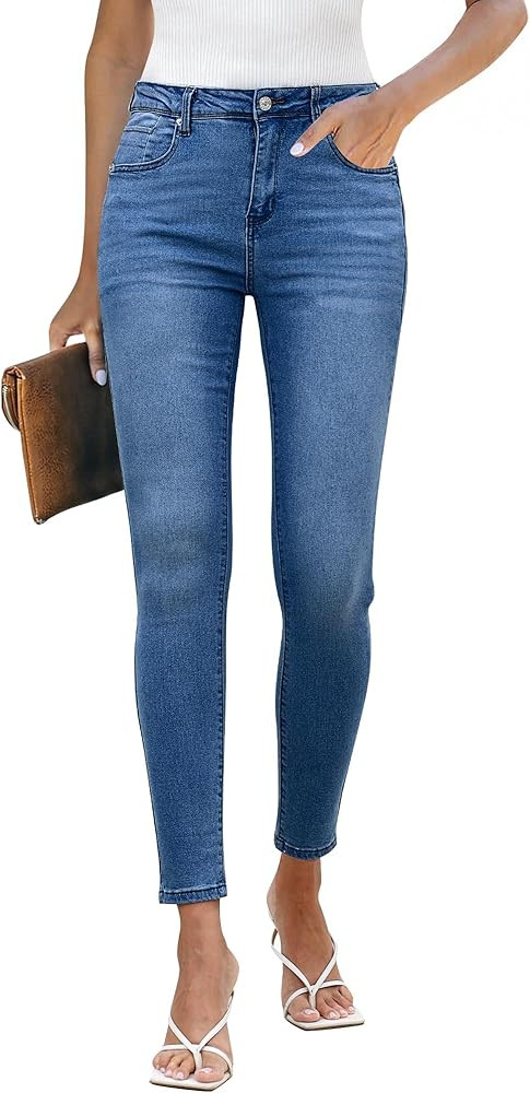 LookbookStore Skinny Jeans for Women Trendy High Waist Slim Fit Comfort Jeggings Jeans Stretchy D... | Amazon (US)