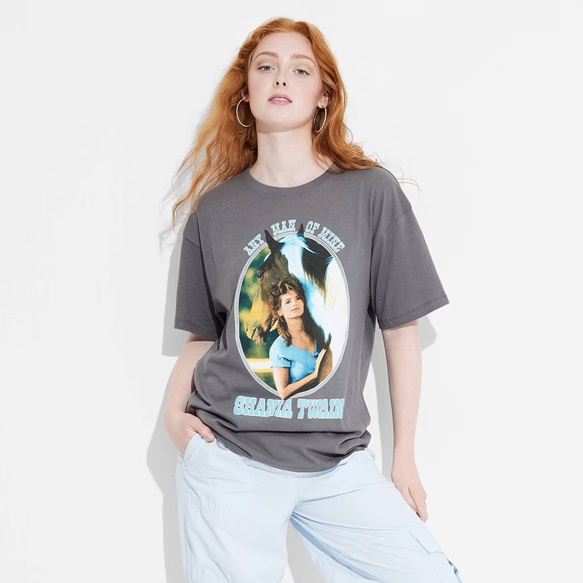 Women's Shania Twain Any Man of Mine Oversized Short Sleeve Graphic T-Shirt - Charcoal Gray XS | Target