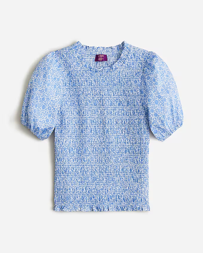 Puff-sleeve smocked top in Liberty® D'Anjo Coast fabric | J. Crew US