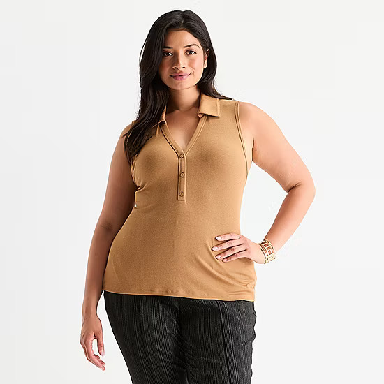 new!Worthington Womens Y Neck Sleeveless Plus Tank Top | JCPenney