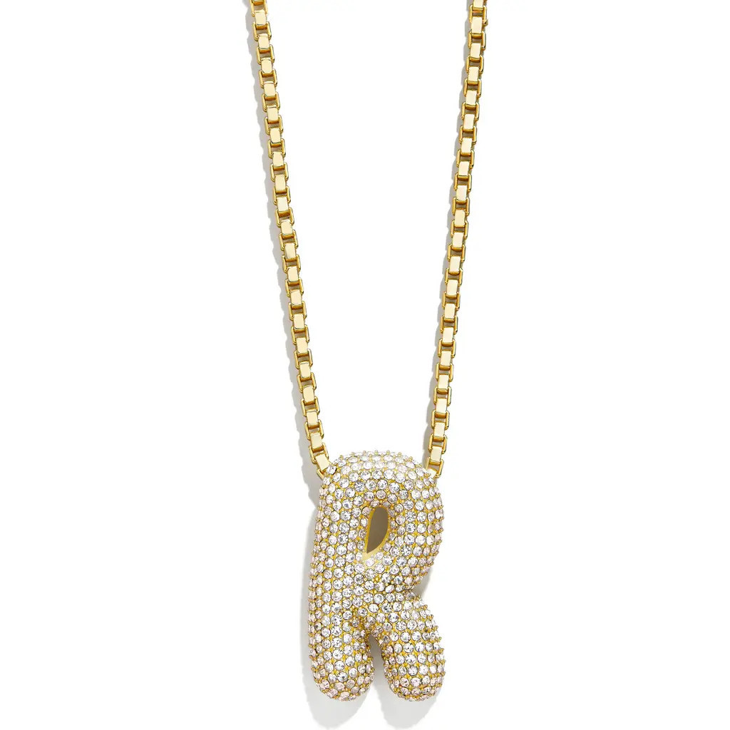 BaubleBar Bubble Initial Pendant Necklace in Clear R at Nordstrom | Nordstrom