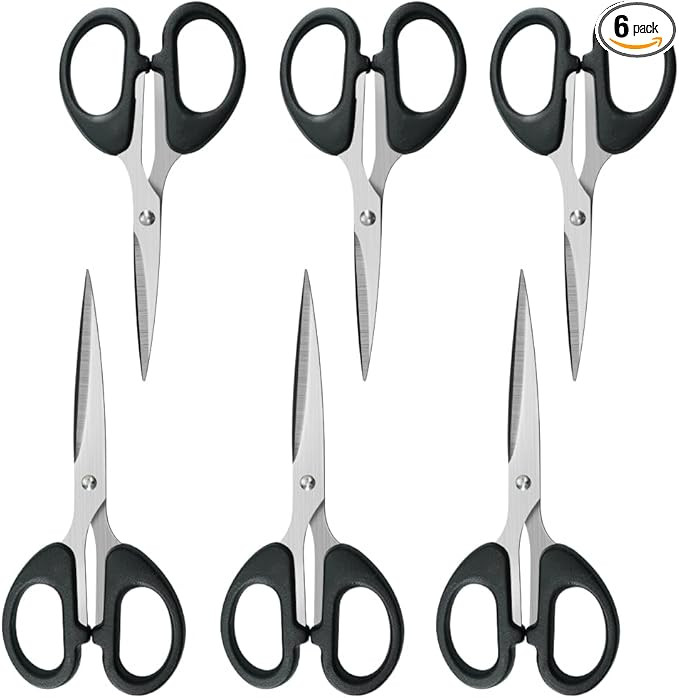 Scissors All Purpose,6 inch Scissors Set of 6,Comfort-Grip Handles Sharp Pointed Scissor,Great fo... | Amazon (US)