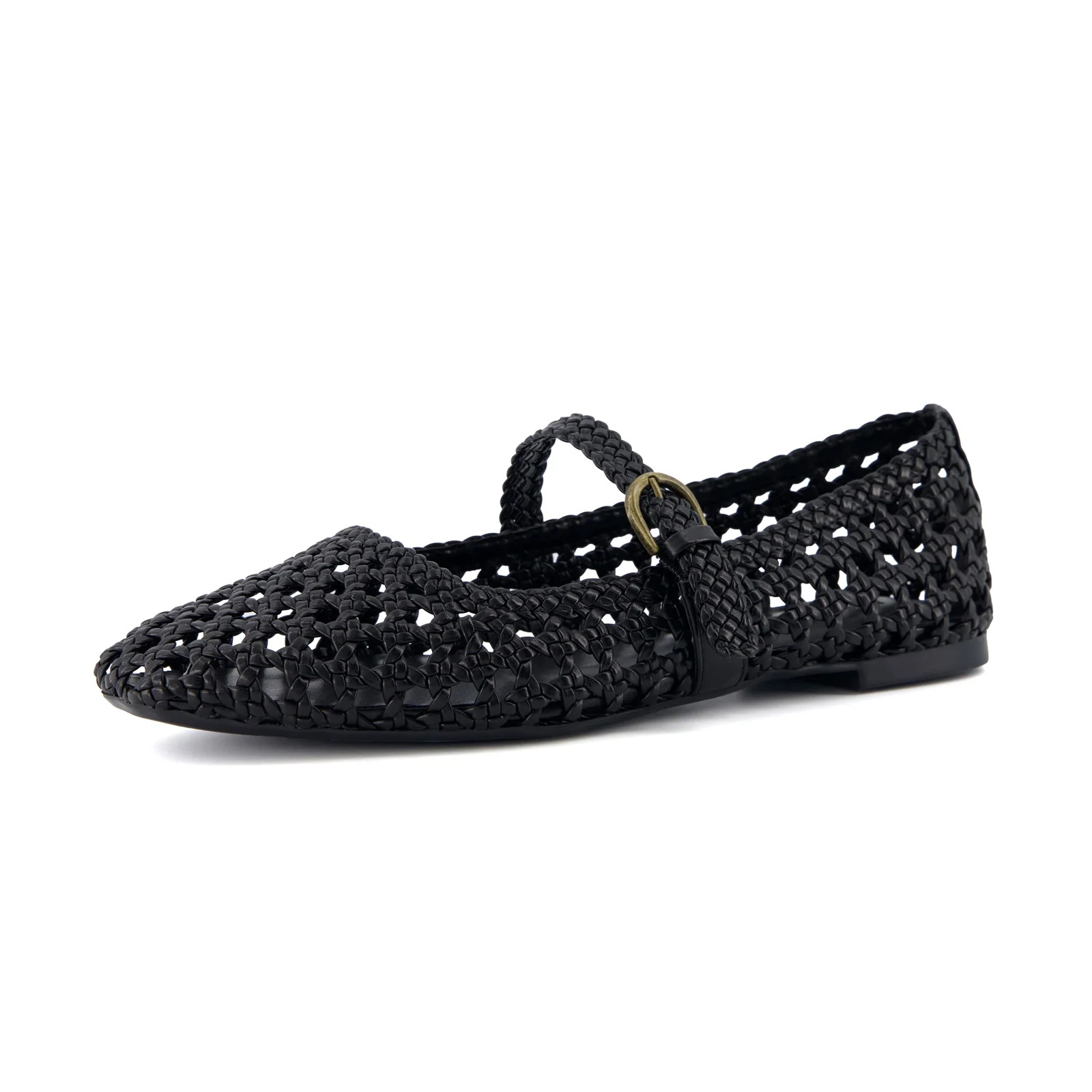 Cushionaire Weston Women’s Hand Woven Dressy Ballet Flats – Faux Leather Mary Jane with Adjus... | Walmart (US)