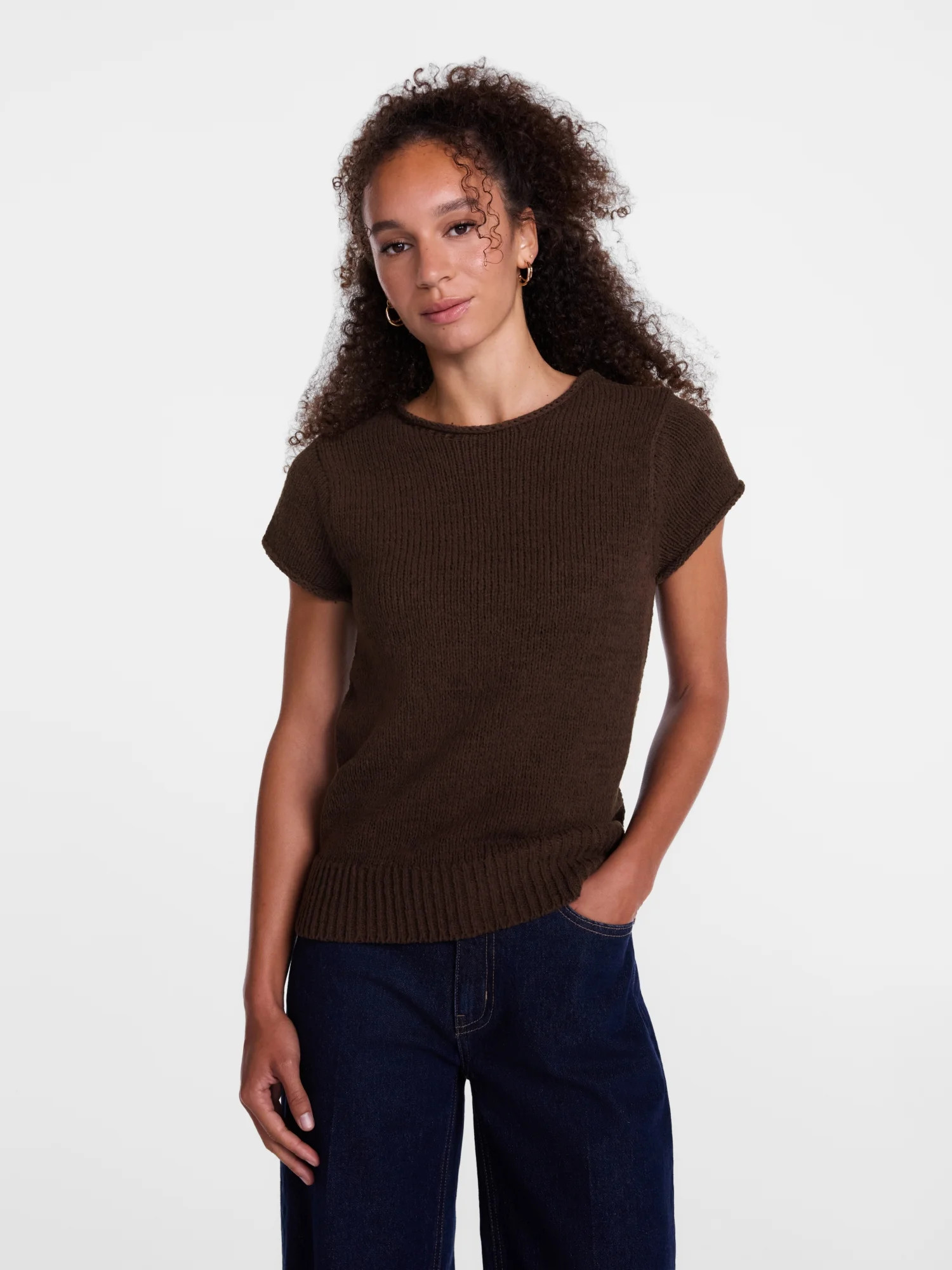 Scenario Women's and Women's Plus Pullover Rollneck Lightweight Sweater with Short Sleeves, Sizes... | Walmart (US)