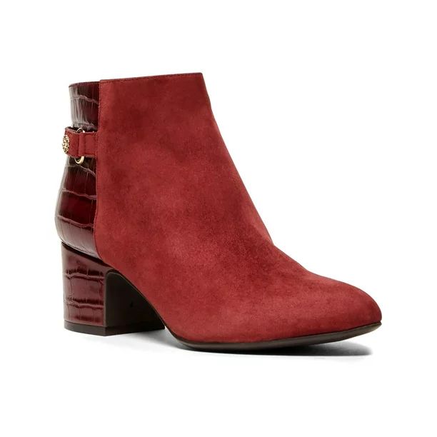 Anne Klein Womens Hilda Leather Almond Toe Ankle Boots Red 5.5 Medium (B,M) | Walmart (US)