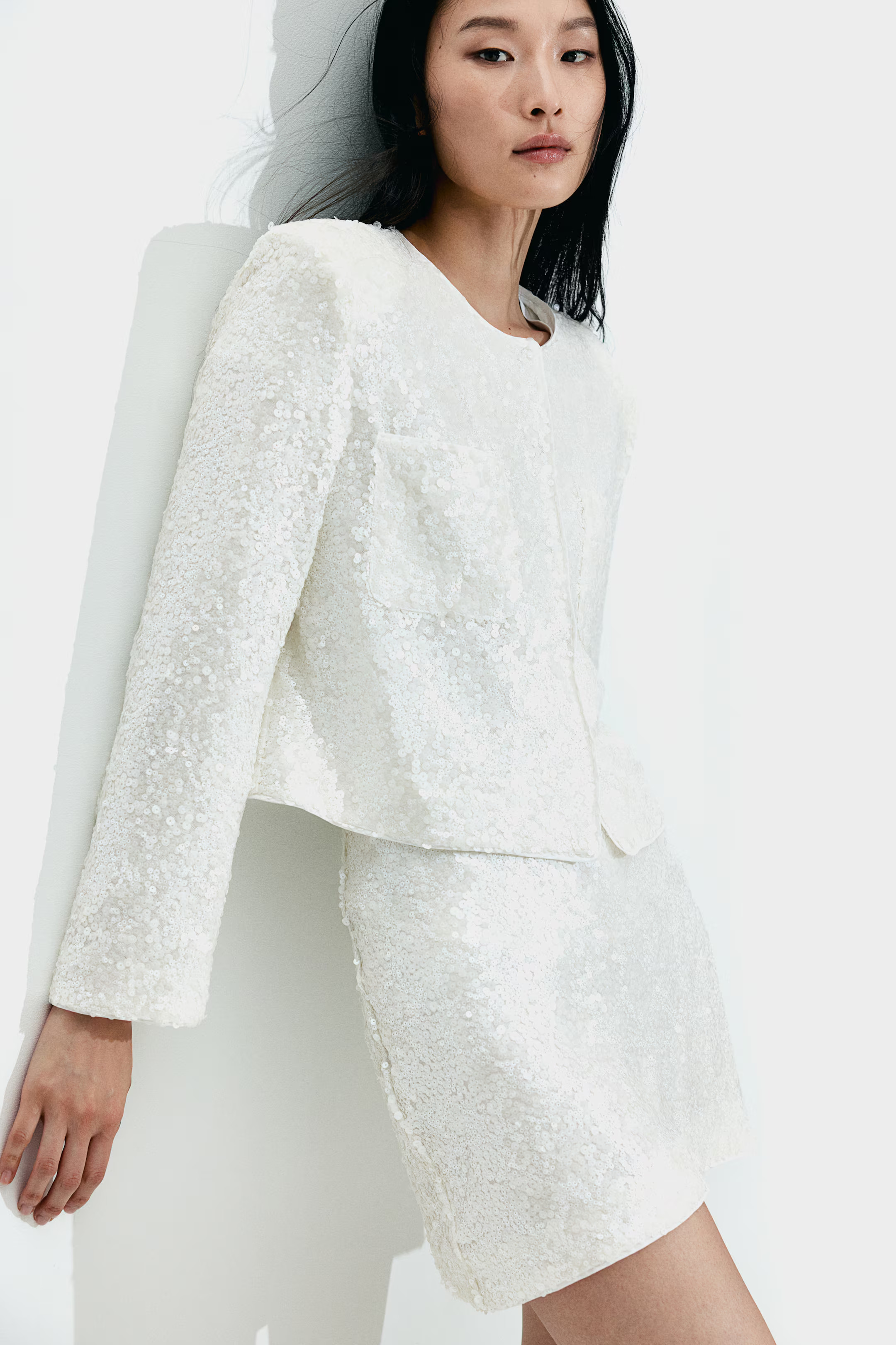 Sequined Blouse - White - Ladies | H&M CA | H&M (US + CA)