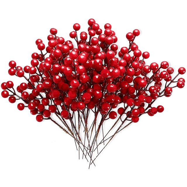 Naler 30Pcs 8.1" Christmas Holly Berry Stem Picks for DIY Wreath Garland Vase Filler Xmas Tree De... | Walmart (US)