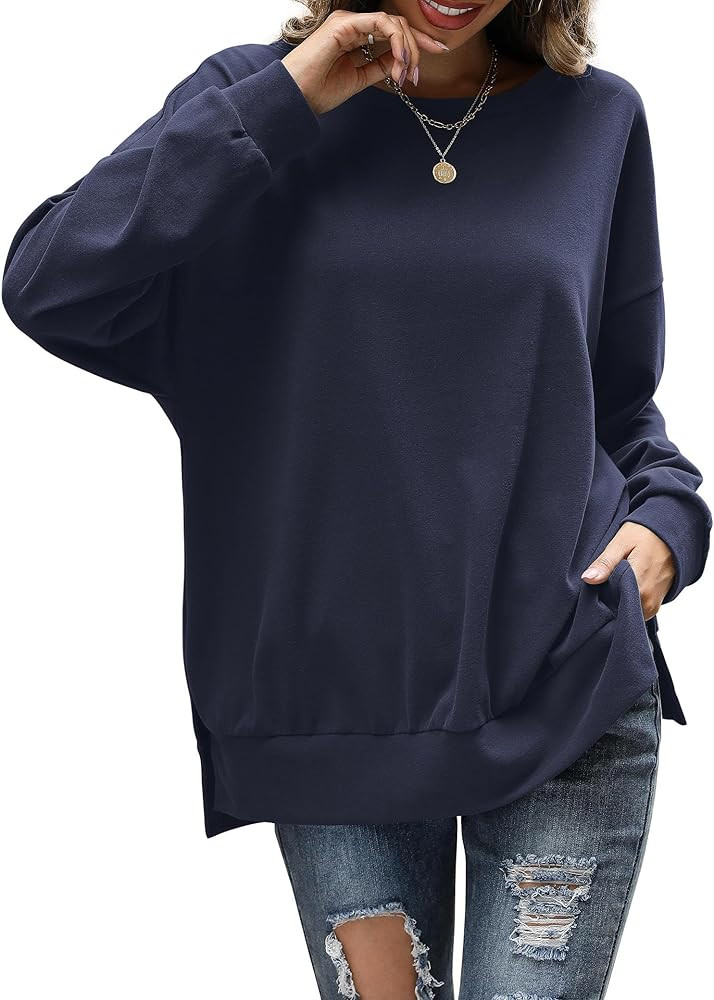 Florboom Womens Oversized Sweatshirts Crew Neck Long Sleeve Tunic Top Casual Fall Soft Pullover | Amazon (US)