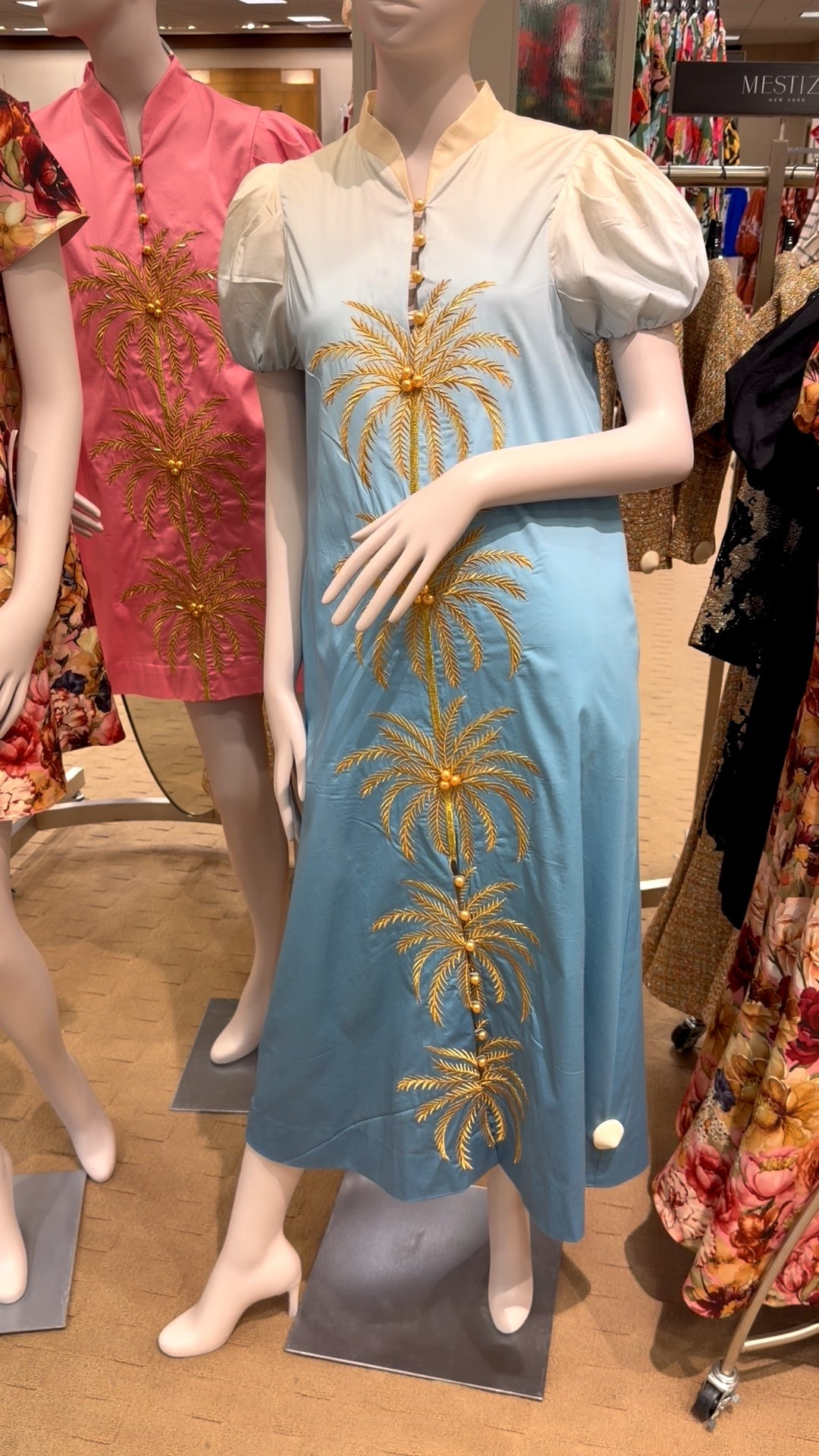 By Abbey Glass 
Contemporary
From Mestiza New York, this dress features:
Lightweight poplin fabrication, Shift silhouette, Mandarin collar neckline
Short puff sleeves, Palm tree embroidery
Side seam pockets

#LTKWedding #LTKOver40 #LTKValentine