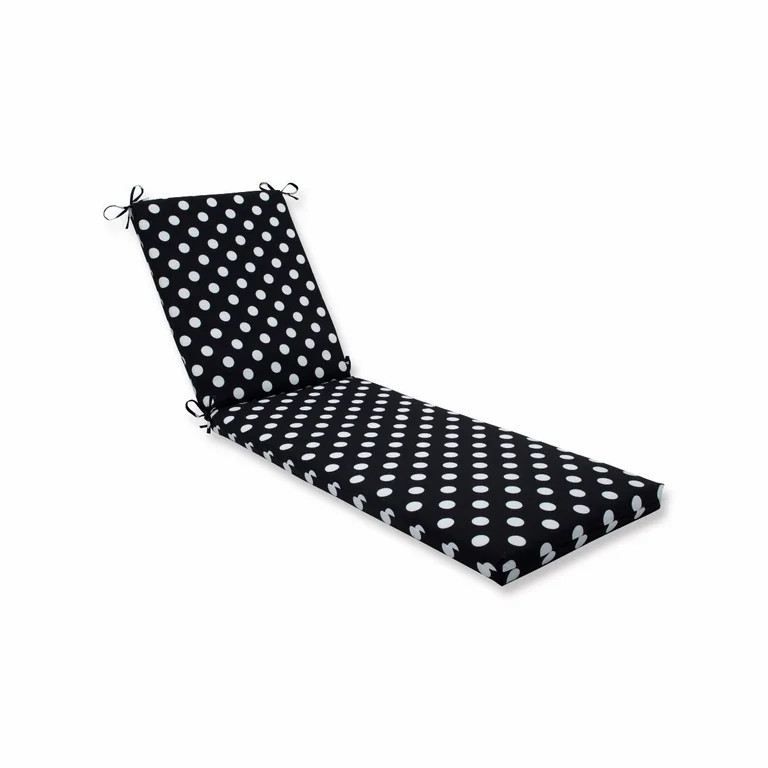 80" Black and White Polka Dots Outdoor Patio Chaise Lounge Cushion with Ties - Walmart.com | Walmart (US)