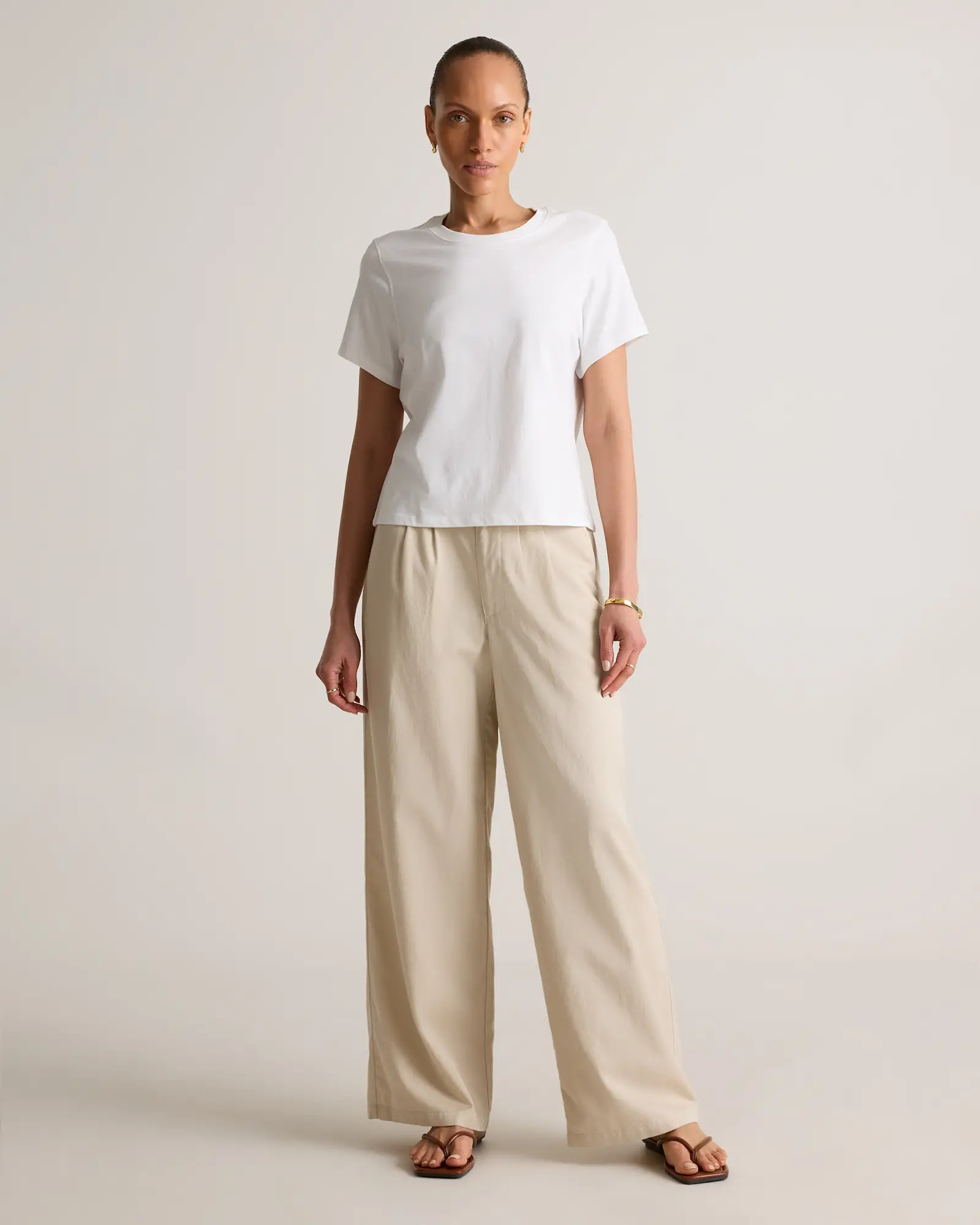 100% Organic Cotton Boxy Crewneck Tee in Classic White | Quince