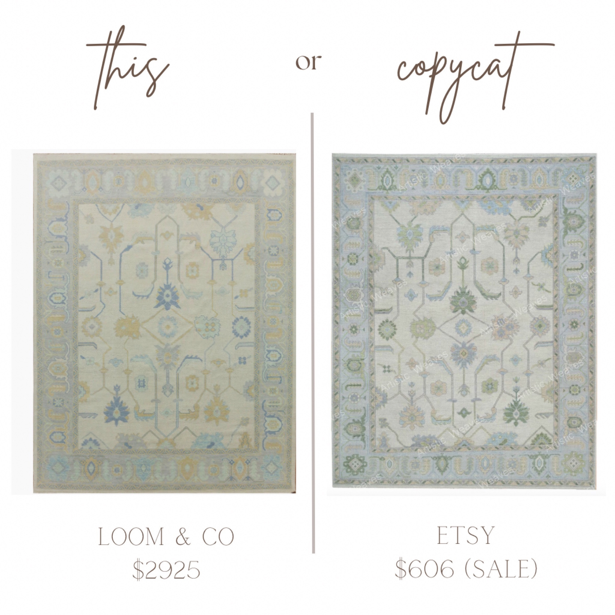 WOW. while i adore all the loom & co rugs, they can get pricey. this etsy options helps create a very similar look for SO much less! 





fun, colorful, bedroom, living room, area rug, nursery, blue, green, traditional, southern, dupe, discount, splurge or save, home decor, design tips

#LTKCyberWeek #LTKsalealert #LTKhome
