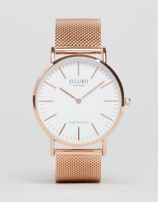 Reclaimed Vintage Inspired Classic Mesh Strap Watch In Rose Gold Exclusive to ASOS | ASOS AU