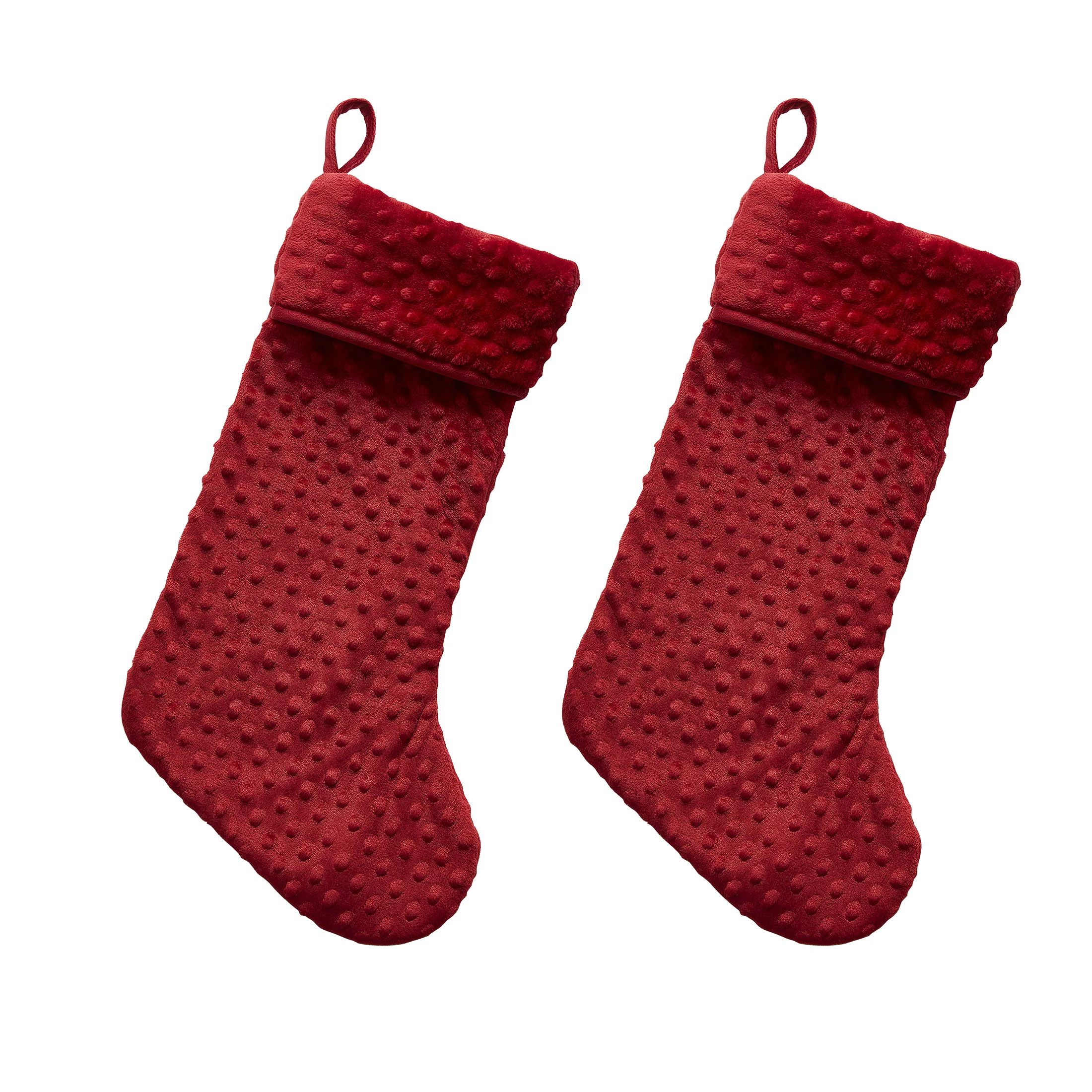 My Texas House Madison Savvy Red Embossed Christmas Stockings, 21" (2 Count) - Walmart.com | Walmart (US)